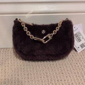 Lululemon City Essentials Nano Shoulder Bag Plush Fleece Black Plum/Gold NWT